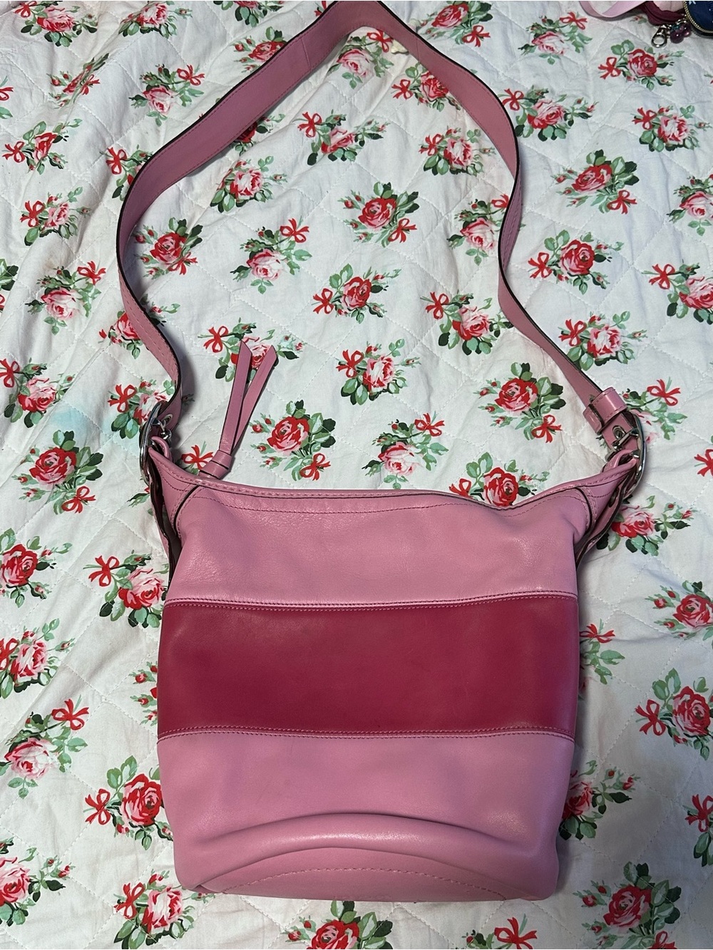 Coach Bleecker Rugby Stripe Duffle Crossbody Shoulder Bag